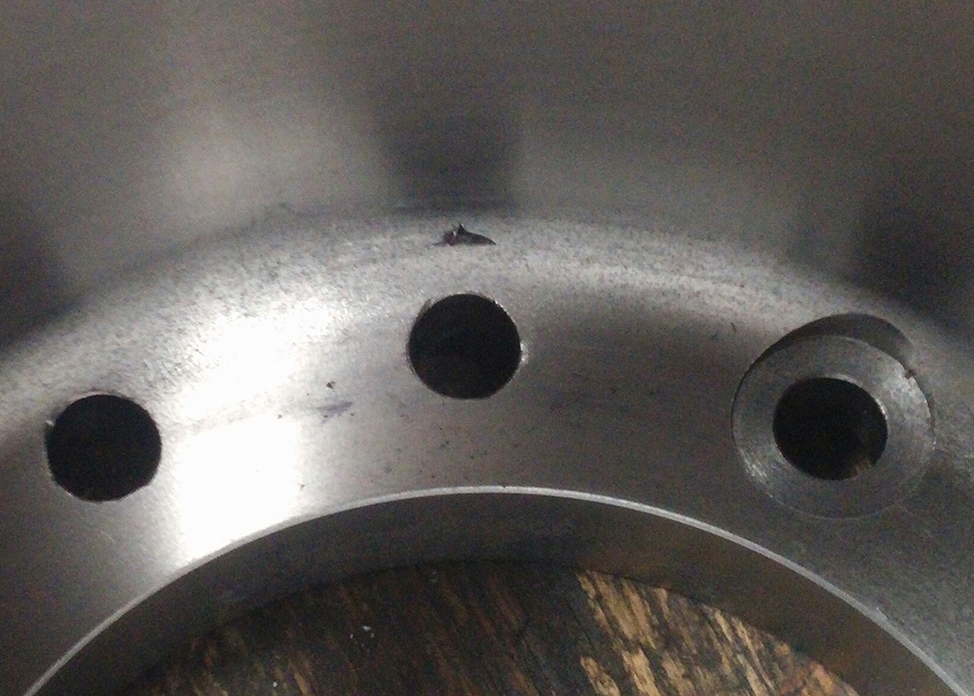 Tool failure while cutting spotfaces